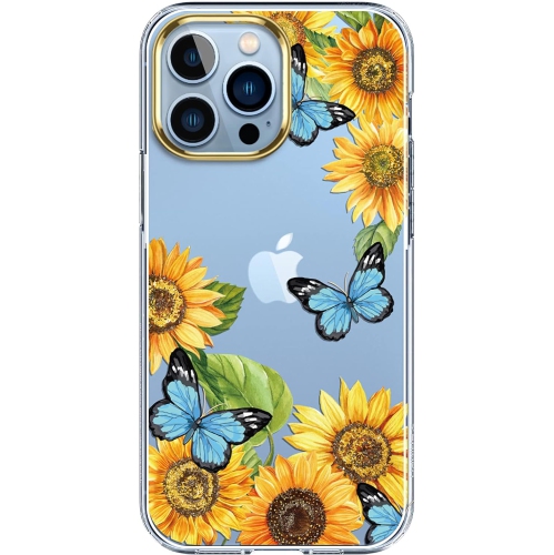 GENERIC  Compatible With Iphone 13 Pro Case With Flower, for Girly Women, Shockproof Clear Floral Pattern Hard Back Cover