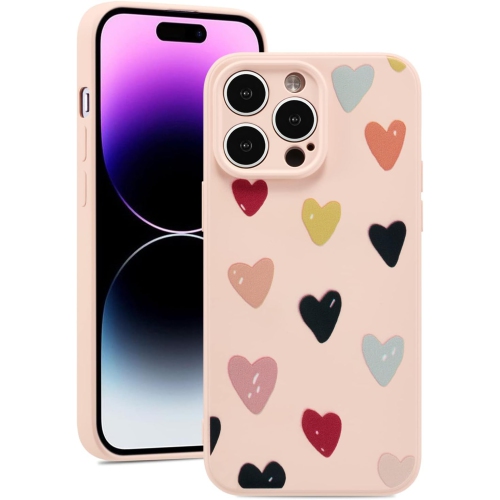 GENERIC  Compatible With Iphone 14 Pro Max Case 6.7 Inch, Cute Hearts Pattern Girls Women Soft Silicone Shockplusof