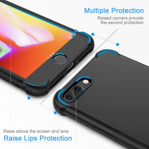 for iPhone 7 Plus Case and iPhone 8 Plus Case 5.5" with 2 Screen Protector Tempered Glass,Shockproof Hard PC