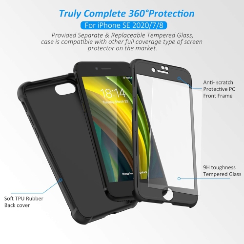 for iPhone 7 Plus Case and iPhone 8 Plus Case 5.5" with 2 Screen Protector Tempered Glass,Shockproof Hard PC