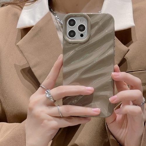 Compatible with iPhone 14 Pro Max Case, Cute Wave Water Ripple Pattern Case for Girls Women, Slim Satin Glossy