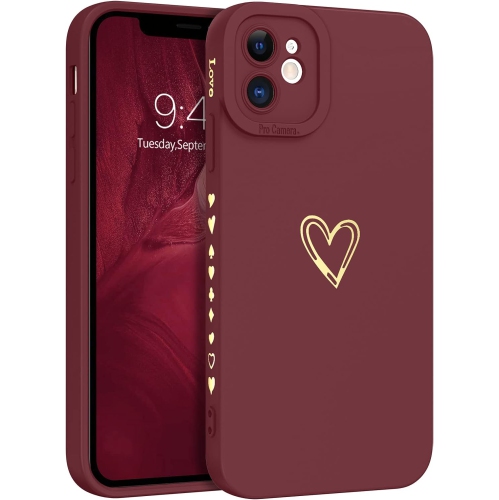 GENERIC  Iphone 11 Case, Iphone 11 Phone Case Cute Plated Love Heart Cover for Women Girls Slim Thin Lightweight