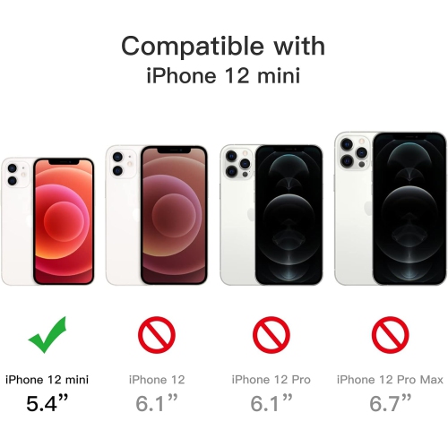 Étui 3-en-1 pour iPhone 12 Mini de 5,4 po, paquet de 2 protecteurs d'écran et paquet de 2 protecteurs d'objectif, complet