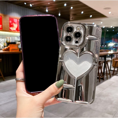 Designed for iPhone 13 Pro Love Case, Luxury Plating Cute Phone Cover for Women Girls with Camera Protector,
