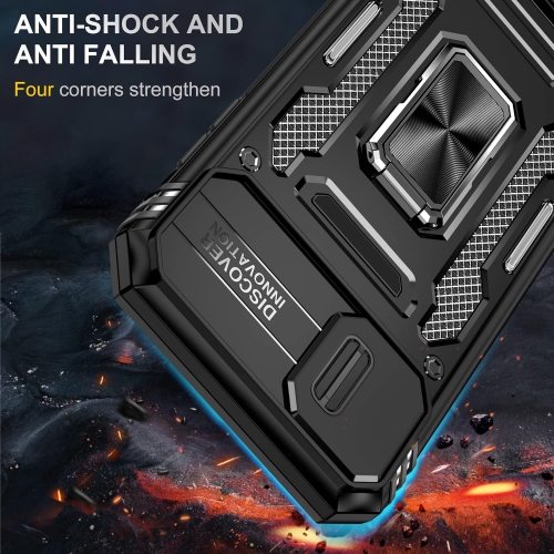 Case for iPhone X,iPhone Xs Case, Slide Camera Protective Case Rotate Ring Kickstand Shockproof Cover Case