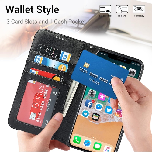 Étui portefeuille iPhone 12 Mini, pochette porte-carte en cuir de qualité supérieure avec fermeture magnétique et béquille pour femme