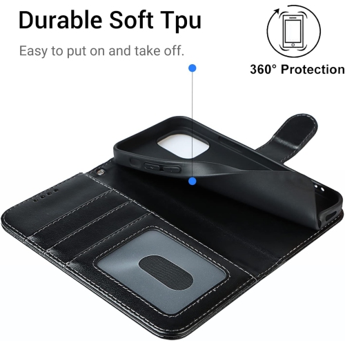 Étui portefeuille iPhone 12 Mini, pochette porte-carte en cuir de qualité supérieure avec fermeture magnétique et béquille pour femme