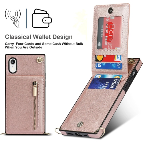 Crossbody Phone Case for iPhone XR Case with Card Holder for Women,iPhone XR Case Wallet with Strap Lanyard