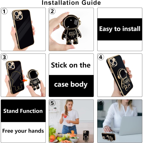 Compatible with iPhone 13 Case Cute 3D Astronaut Stand Design Camera Protection Shockproof Soft Back Cover