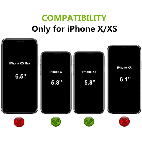 iPhone X/XS Wallet Case with Card Holder, 2 in 1 PU Leather Case with Magnetic Clasp Zipper Pocket