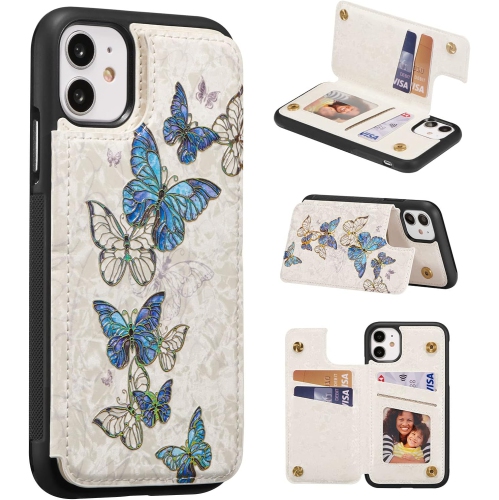 GENERIC  Wallet Case for Iphone 11 6.1 Inch With Card Holders, Pu Leather Cover Kickstand Rfid Blocking Double Magnetic