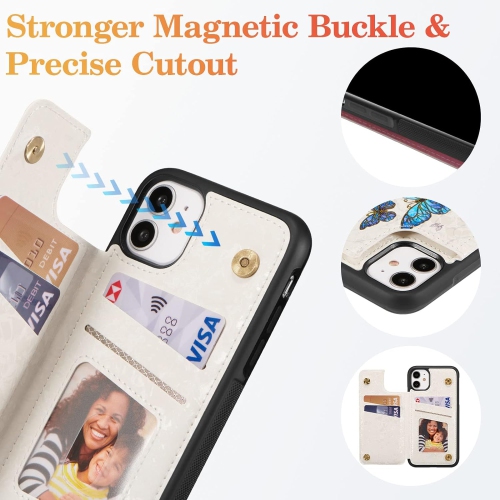 Wallet Case for iPhone 11 6.1 inch with Card Holders, PU Leather Cover Kickstand RFID Blocking Double Magnetic