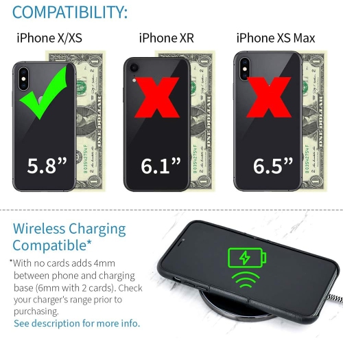 Exec Wallet Case for iPhone X/XS: Slim Vintage Synthetic Leather Card Case with 2 Card Holder Slots, Simple