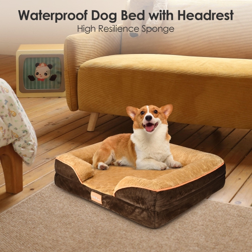 Waterproof Dog Bed Sofa With Removable Washable Cover, Pet Sofa for Dogs Cozy Sleeping Mat