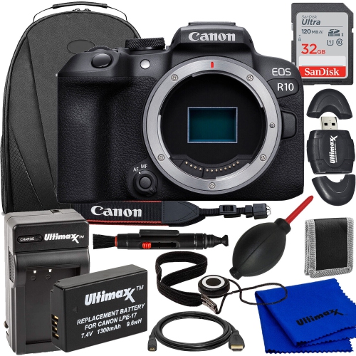 Canon EOS R10 Mirrorless Camera (Body Only) 12PC Accessory Bundle
