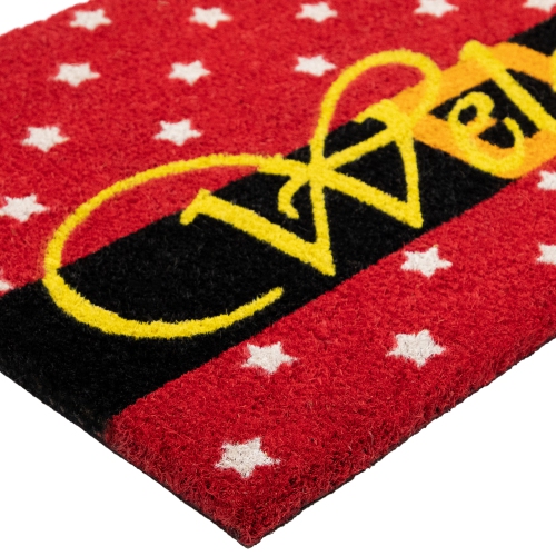Red and Black Santa Suit Buckle "Welcome" Coir Christmas Outdoor Doormat 18" x 30"