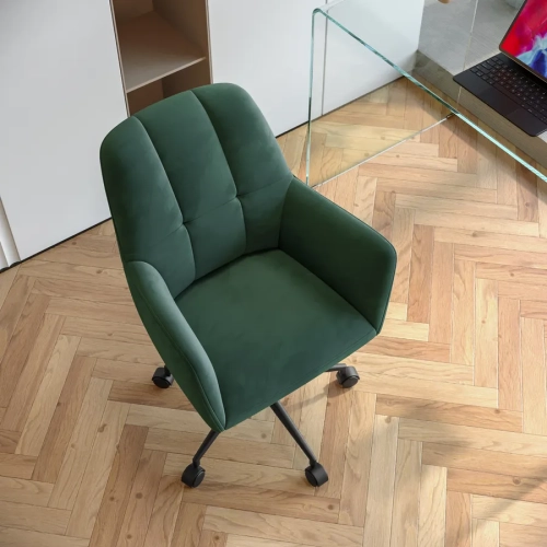 LUXWIN Green Fabric Upholstered Button Tufted Office Chair