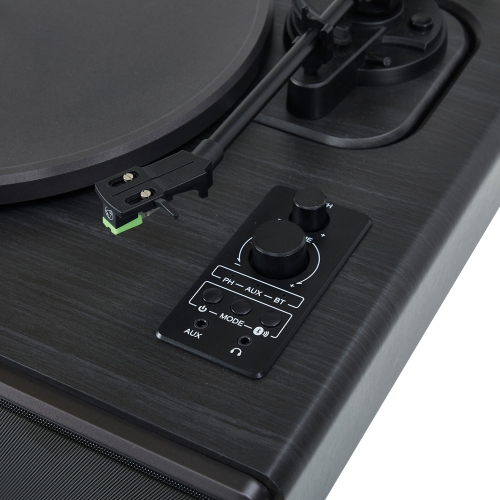 Tourne-disque Bluetooth d'ArkRocket Huygens avec haut-parleurs intégrés (Black)