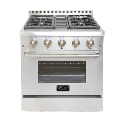 CROWN 30"" Professional Stainless Steel 5.2 cu. ft. Dual Fuel Gas Range ARD3001