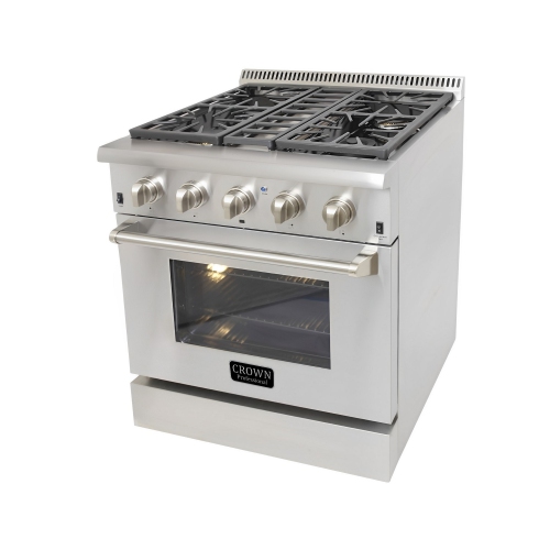 CROWN 30"" Professional Stainless Steel 5.2 cu. ft. Dual Fuel Gas Range ARD3001