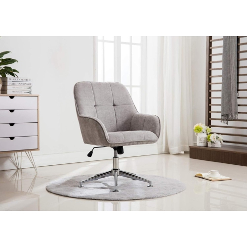LUXWIN  Button Tufted Office Chair In Fabric Upholstery In Beige