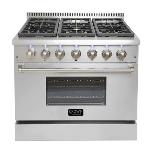 CROWN 36"" Professional Stainless Steel 5.2 cu. ft. Oven, Dual Fuel Gas Range ARD3601