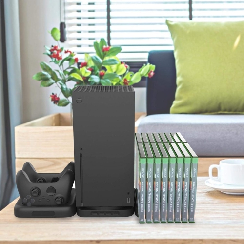 3In1 Vertical Stand for Xbox Series X Game Console Controller Dual Charger Dock Game charging station & Discs Storage, Game Accessories - stand