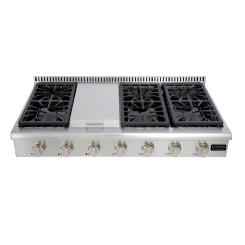 CROWN 48" Professional 114000 BTU, Stainless Steel Gas(Propane) Range-top with 6 Sealed Burners ART4801