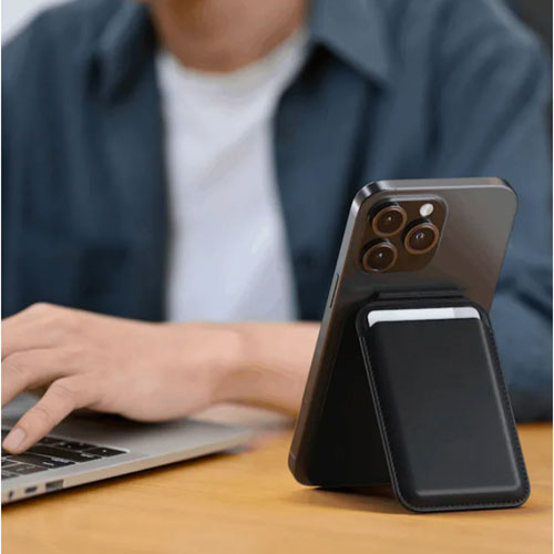 Satechi Vegan-Leather Magnetic Wallet Stand with MagSafe - Black