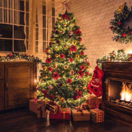 5FT Artificial Christmas Tree, Holiday Xmas Tree Decoration Pine Tree with 500 Branch Tips, Solid Metal Stand included