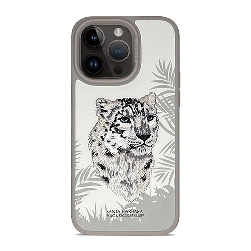 LUXURY AT LESS  Santa Barbara Savanna Series 3D Embroidered Snow Tiger Leather Protective Case for Iphone 15 Pro Max