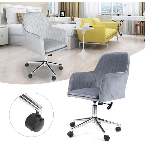 Luxwin Velvet Home Office Chair,Adjustable Mid-Back Computer Chair,Swivel Accent Chair,Ergonomic Armchair Task Desk Chair Conference Chair for
