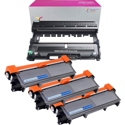 INK HOUSE  Best Ink Compatible Brother New Dr630 Drum Unit & Tn660 X 3 Generic Laser Toner Cartridge