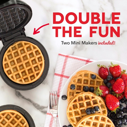 DASH ‎4 Inch 1400W Mini Waffle Maker, Pack of 2 - Black