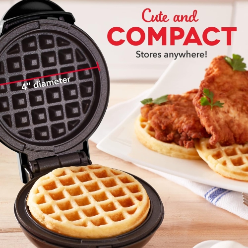 DASH ‎4 Inch 1400W Mini Waffle Maker, Pack of 2 - Black