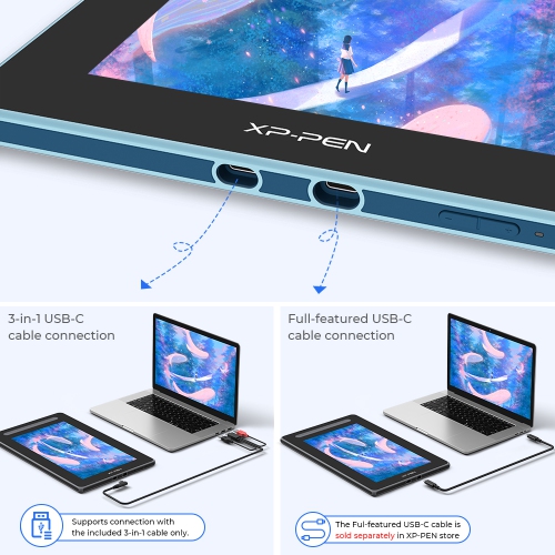 XPPen Artist 12 écran de dessin 11,9 po avec stylet intelligent X3 - Bleu