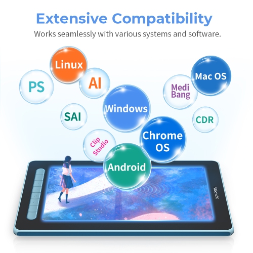 XPPen Artist 12 écran de dessin 11,9 po avec stylet intelligent X3 - Bleu