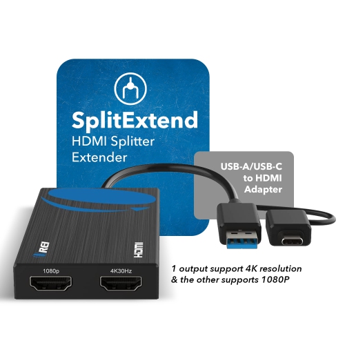 OREI SplitExtend HDMI Splitter Extender For Dual Video Monitor Extended Display
