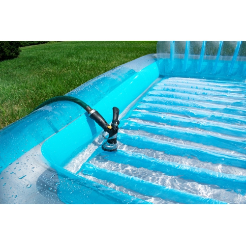 Blue Inflatable Swimming Pool Suntan Lounger with Pillow 70"