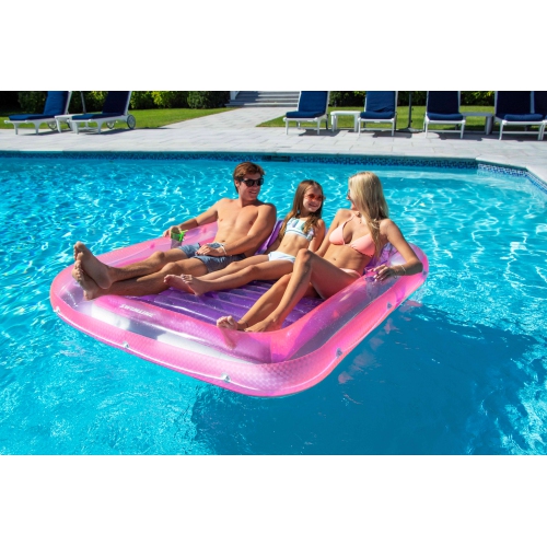 Pink Inflatable Swimming Pool XL Suntan Lounger with Pillows 70"
