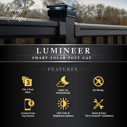 Classy Caps Lumineer Smart Solar Post Cap - 2 pack