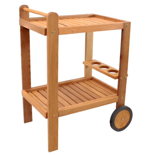 SUNNYDAZE DECOR  Sunnydaze Malaysian Hardwood Indoor/outdoor 2-Tier Serving Cart
