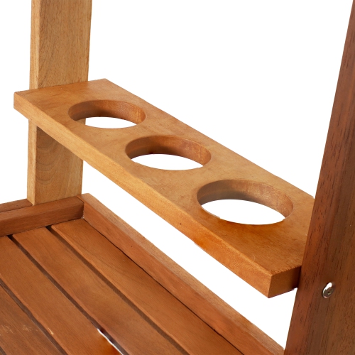 Sunnydaze – Chariot de service à 2 étages en bois dur malaisien intérieur/extérieur