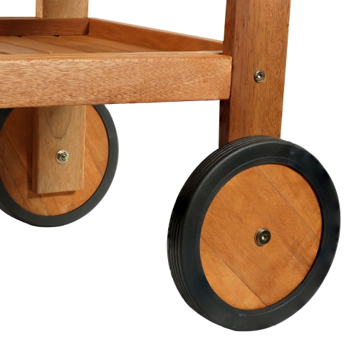 Sunnydaze – Chariot de service à 2 étages en bois dur malaisien intérieur/extérieur