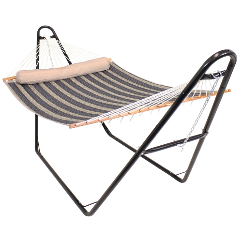 SUNNYDAZE DECOR  Sunnydaze Quilted 2-Person Hammock With Universal Stand - Mountainside