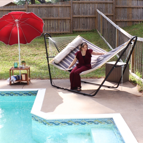 Sunnydaze Quilted 2-Person Hammock with Universal Stand - Mountainside