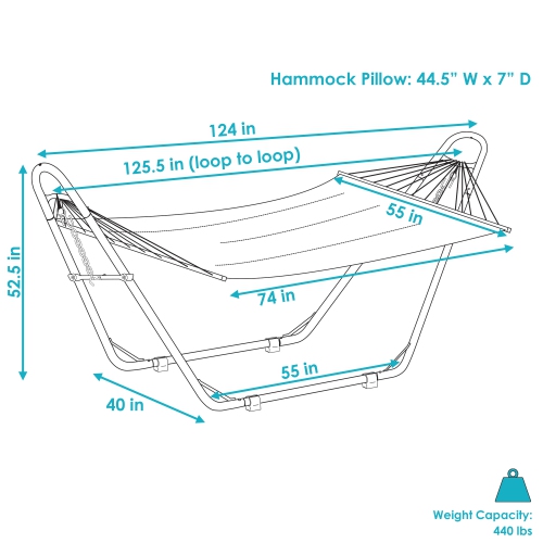 Sunnydaze Quilted 2-Person Hammock with Universal Stand - Mountainside