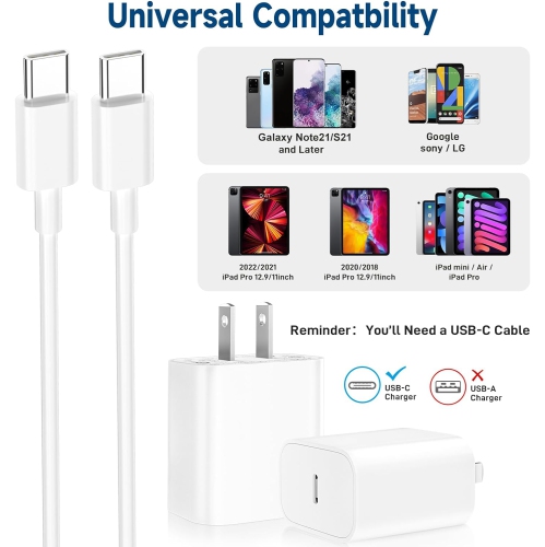 Chargeur mural USB-C rapide WINGOMART 18 W pour iPhone 14 Pro