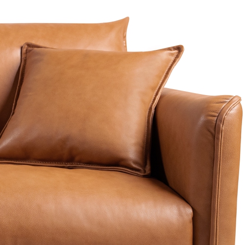Valencia Jasper Nappa 11000 Leather Loveseat Sofa with High-Resilience Foam, Cognac Color
