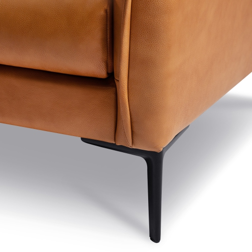 Valencia Jasper Nappa 11000 Leather Loveseat Sofa with High-Resilience Foam, Cognac Color